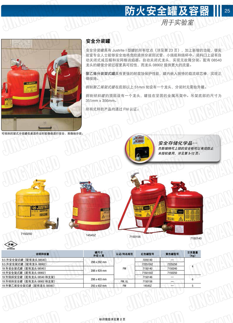 JUSTRITE，美國杰斯瑞特，justriteI型安全罐,柴油汽油存放罐，酒精松香水安全存儲(chǔ)罐，防火安全罐，防爆安全罐