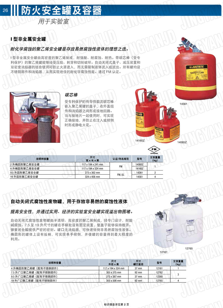 JUSTRITE，美國杰斯瑞特，justriteI型安全罐,柴油汽油存放罐，酒精松香水安全存儲(chǔ)罐，防火安全罐，防爆安全罐