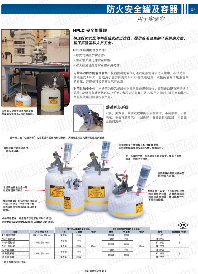 JUSTRITE，美國杰斯瑞特，justriteI型安全罐,柴油汽油存放罐，酒精松香水安全存儲(chǔ)罐，防火安全罐，防爆安全罐