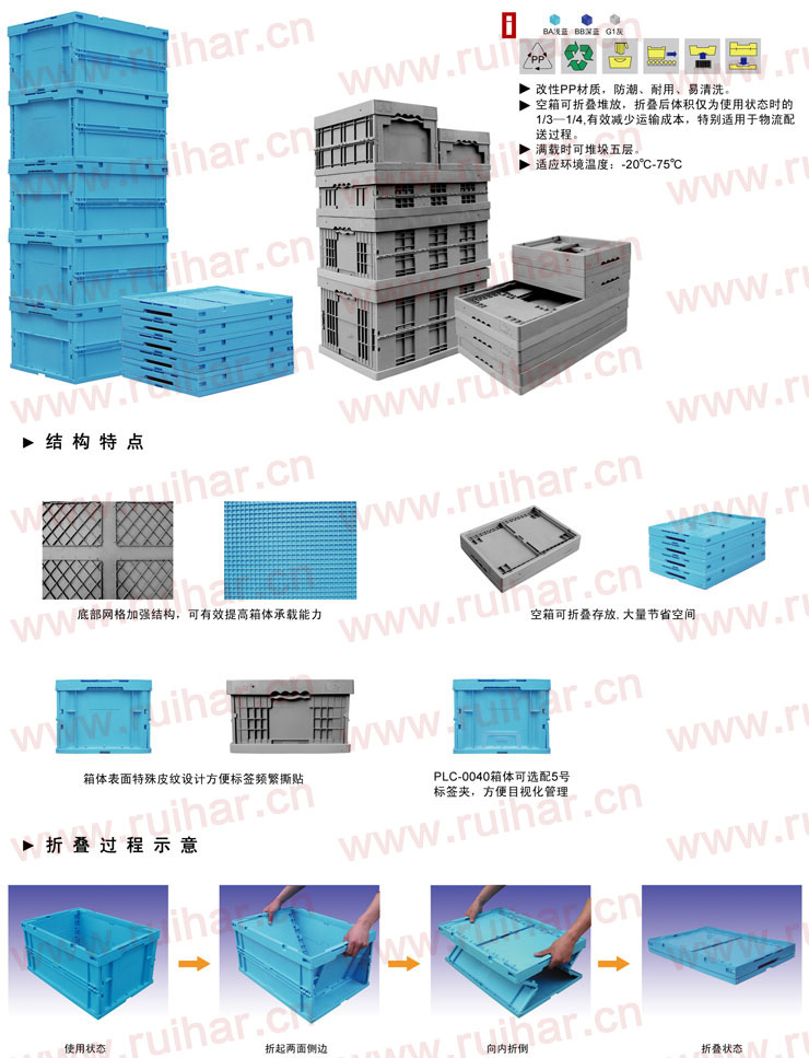 折疊式周轉(zhuǎn)箱,PLC-0074,650x440x329,02406